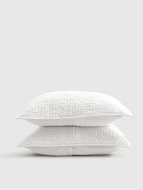 QUINCE European Linen Cotton Stitch Sham Set Standard White 7565